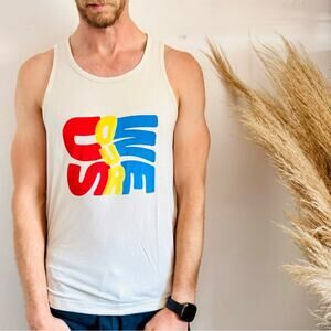 FABLETICS Cream Red Yellow Blue 24/7 Unisex Pride Us Our We Tank Top Shirt S